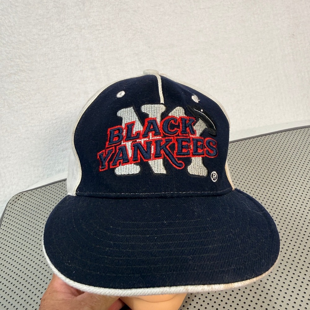 VTG J-Head Black Yankees Negro Leagues Museum Hat L/XL Blue White Retro